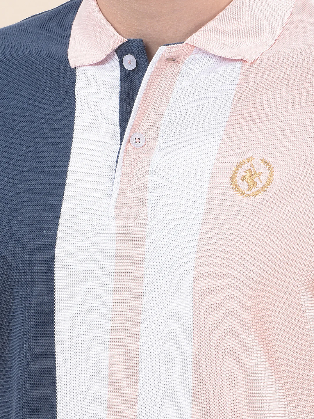 T-Shirt for Men | Breathable & Soft with Color Fastness Regular Fit Polo Neck Poly Cotton Fabric Striped Pattern - Image 6