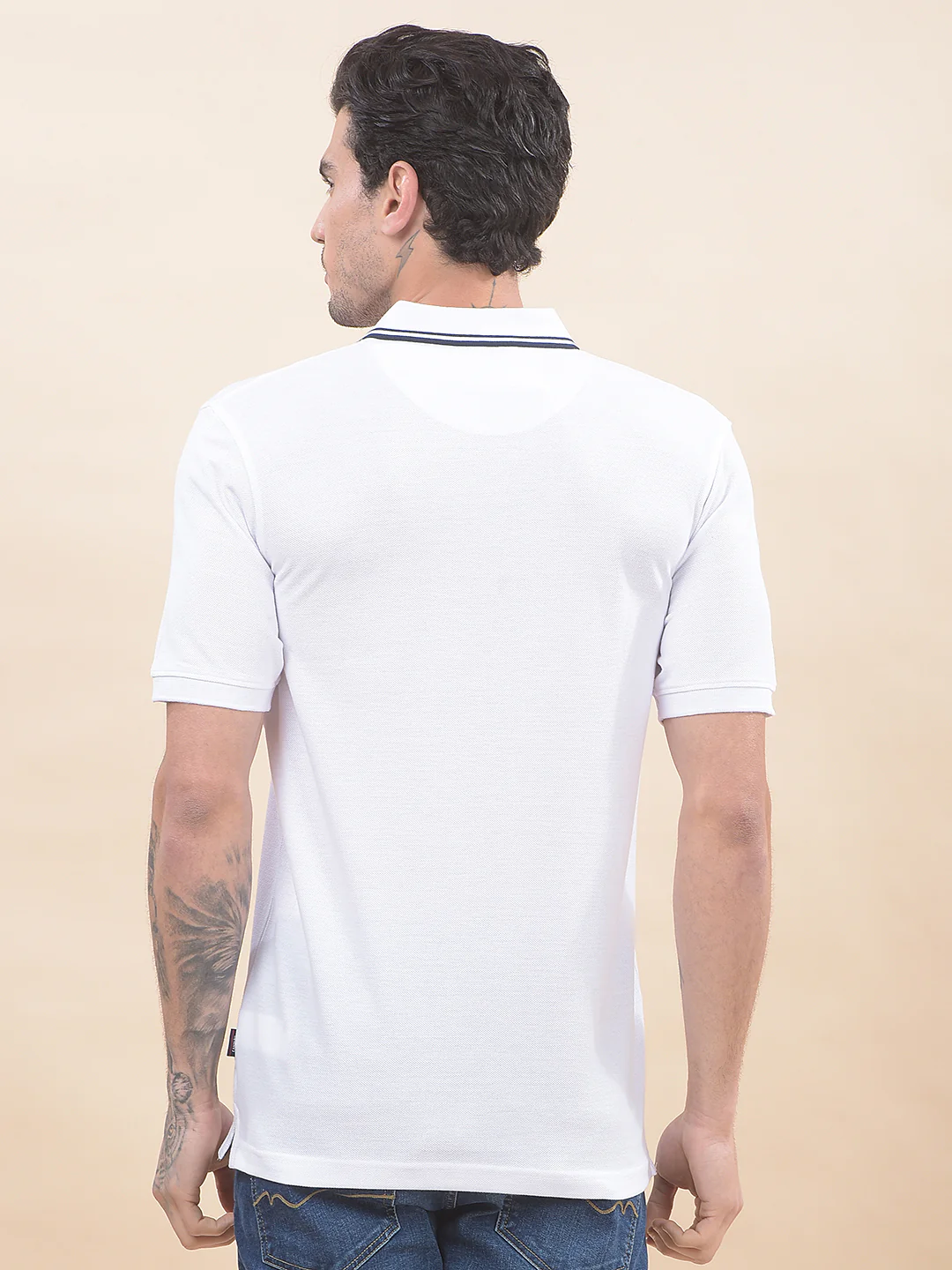 T-Shirt for Men | Breathable & Soft with Color Fastness Regular Fit Polo Neck Poly Cotton Fabric Striped Pattern - Image 3