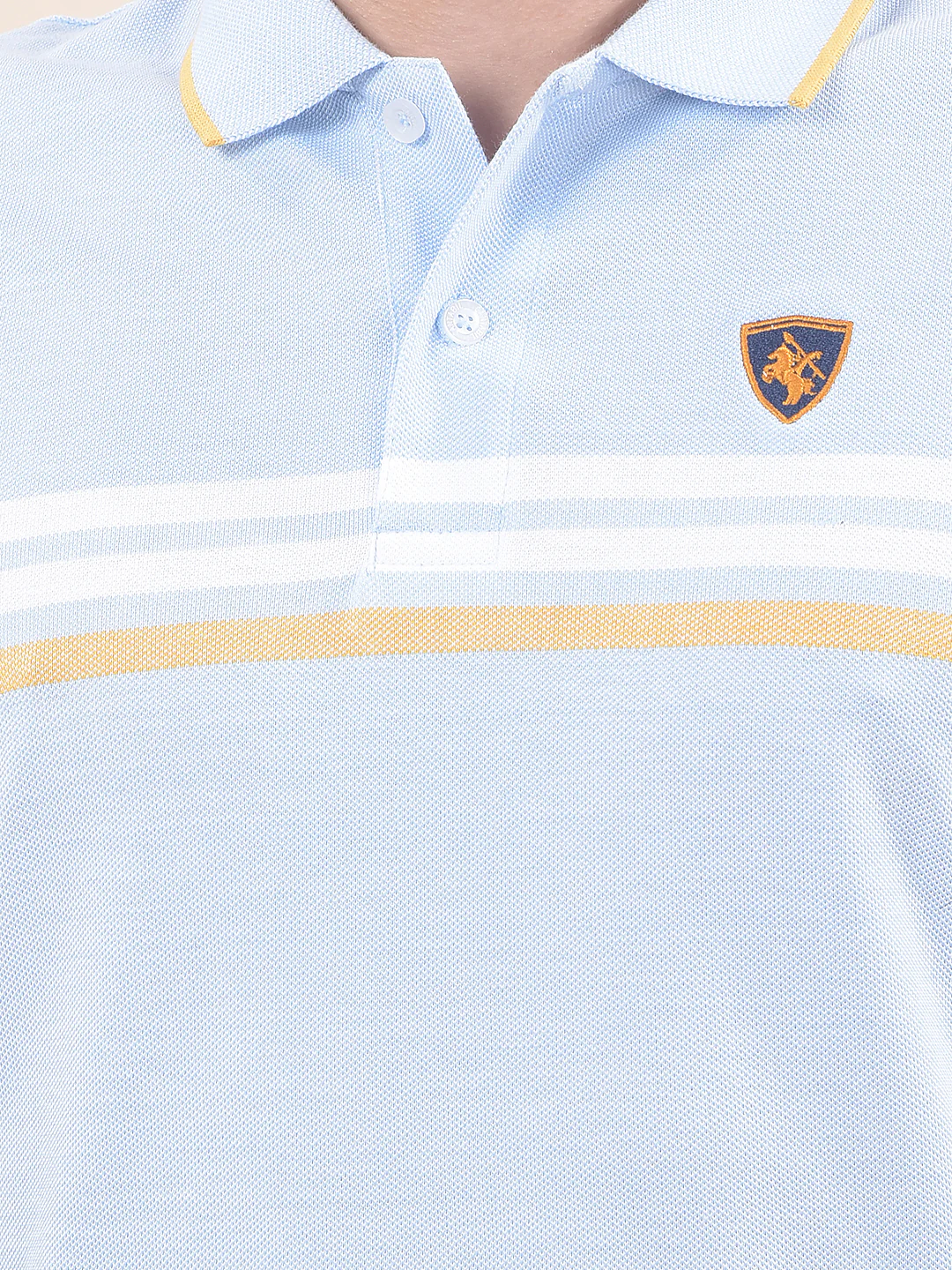 T-Shirt for Men | Breathable & Soft with Color Fastness Regular Fit Polo Neck Poly Cotton Fabric Striped Pattern - Image 8