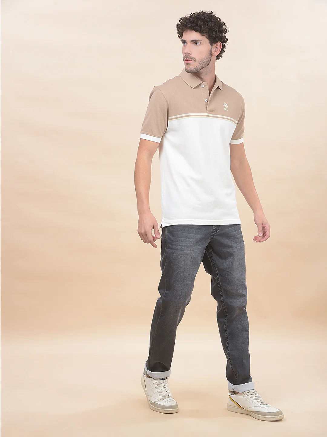 T-Shirt for Men | Breathable & Soft with Color Fastness Regular Fit Polo Neck Poly Cotton Fabric Striped Pattern - Image 4