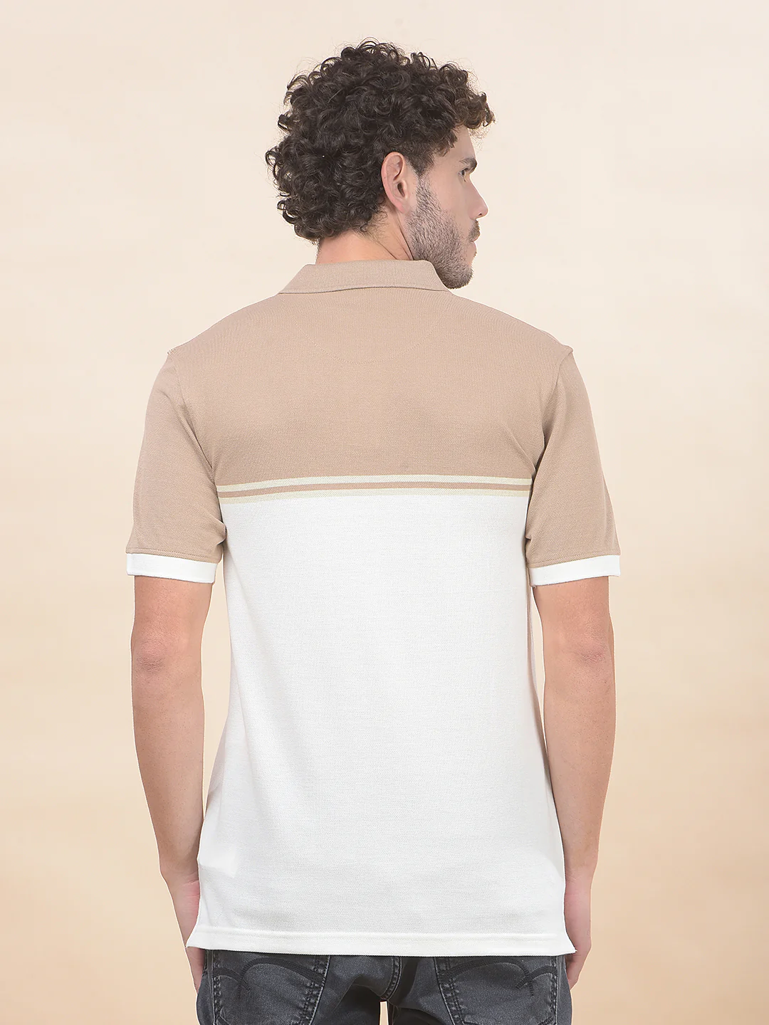 T-Shirt for Men | Breathable & Soft with Color Fastness Regular Fit Polo Neck Poly Cotton Fabric Striped Pattern - Image 5