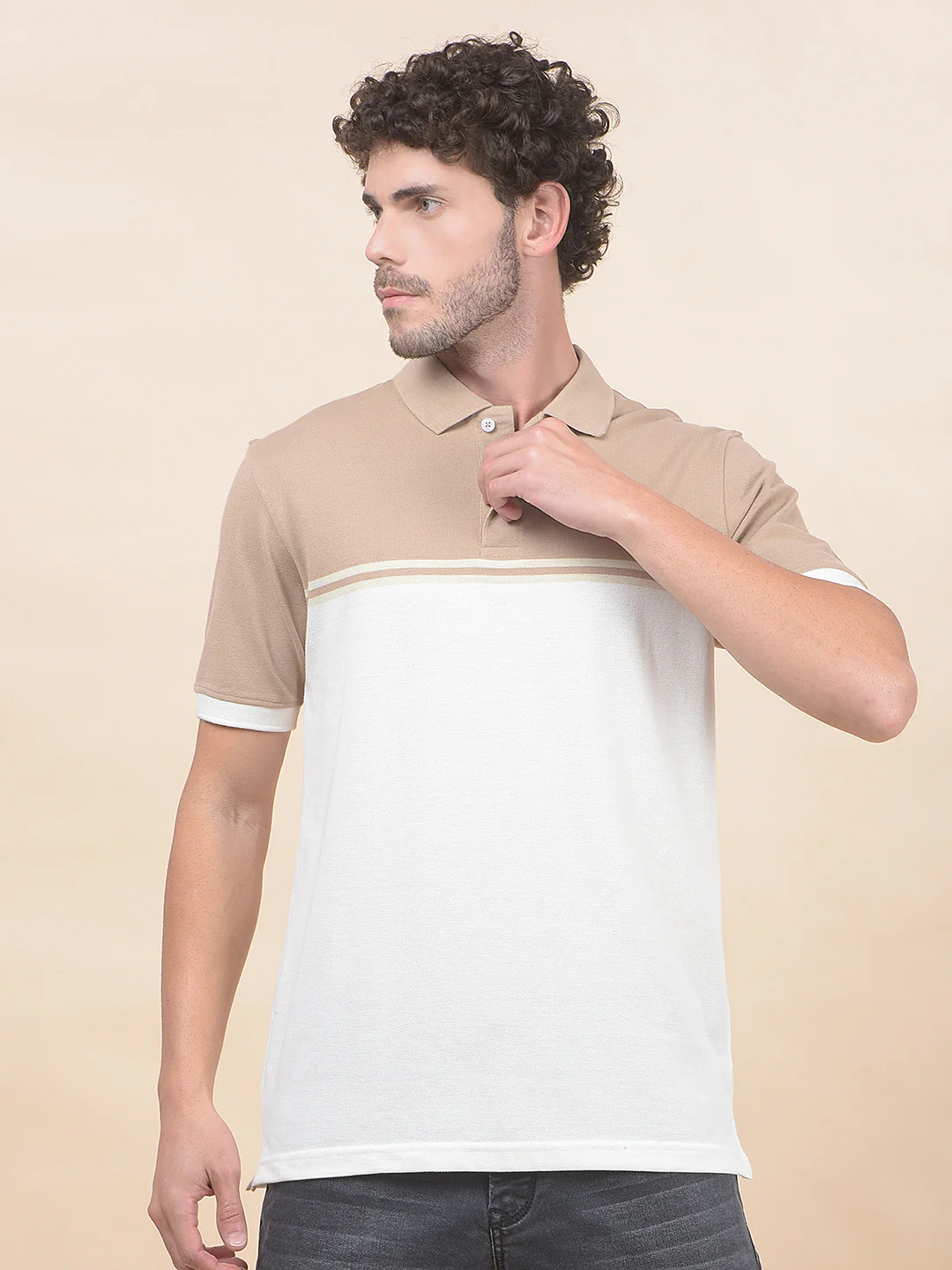T-Shirt for Men | Breathable & Soft with Color Fastness Regular Fit Polo Neck Poly Cotton Fabric Striped Pattern - Image 6