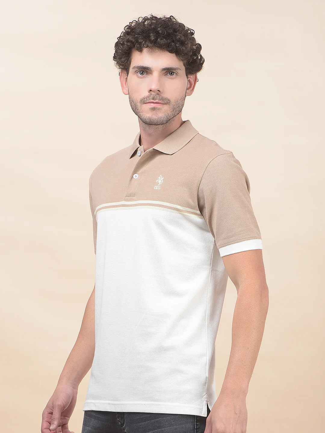 T-Shirt for Men | Breathable & Soft with Color Fastness Regular Fit Polo Neck Poly Cotton Fabric Striped Pattern - Image 7