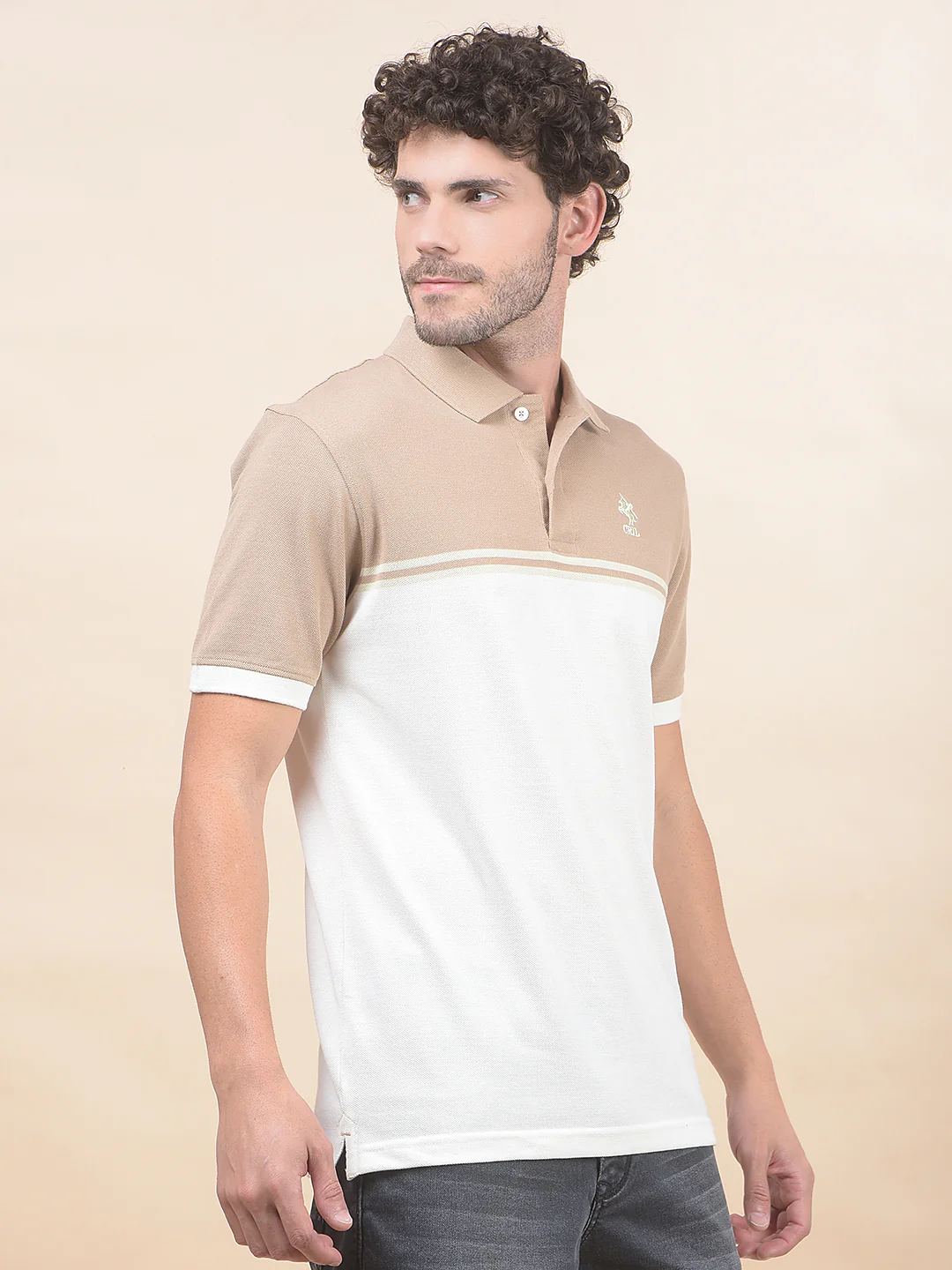 T-Shirt for Men | Breathable & Soft with Color Fastness Regular Fit Polo Neck Poly Cotton Fabric Striped Pattern - Image 8