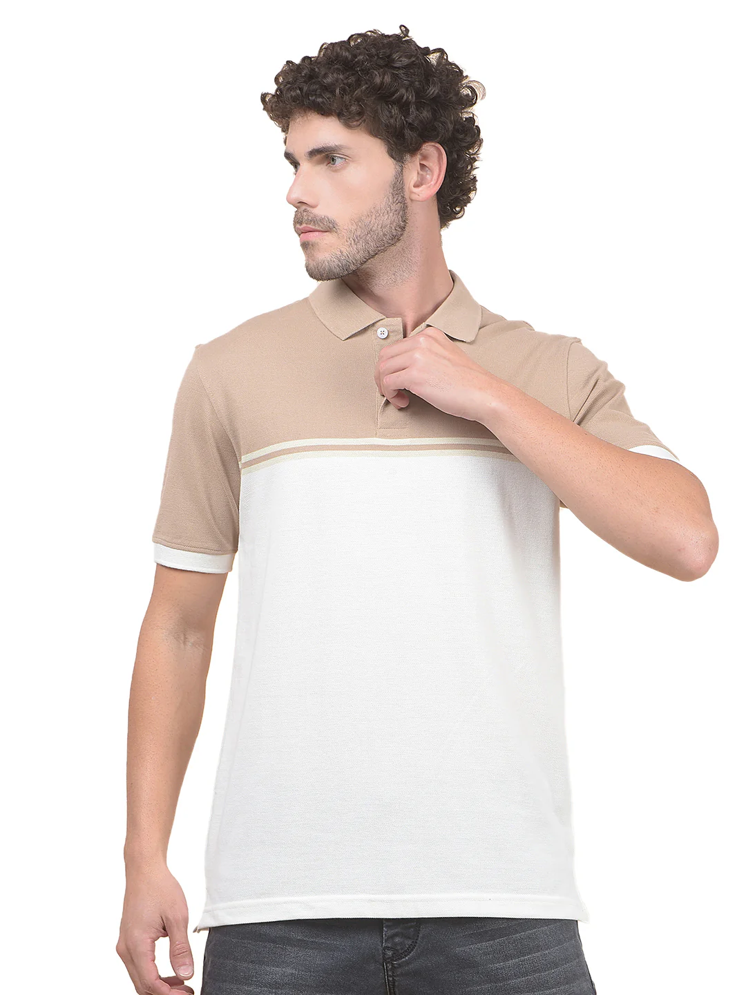T-Shirt for Men | Breathable & Soft with Color Fastness Regular Fit Polo Neck Poly Cotton Fabric Striped Pattern - Image 9