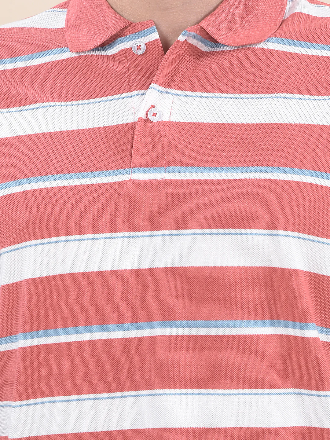 T-Shirt for Men | Breathable & Soft with Color Fastness Regular Fit Polo Neck Poly Cotton Fabric Striped Pattern - Image 6