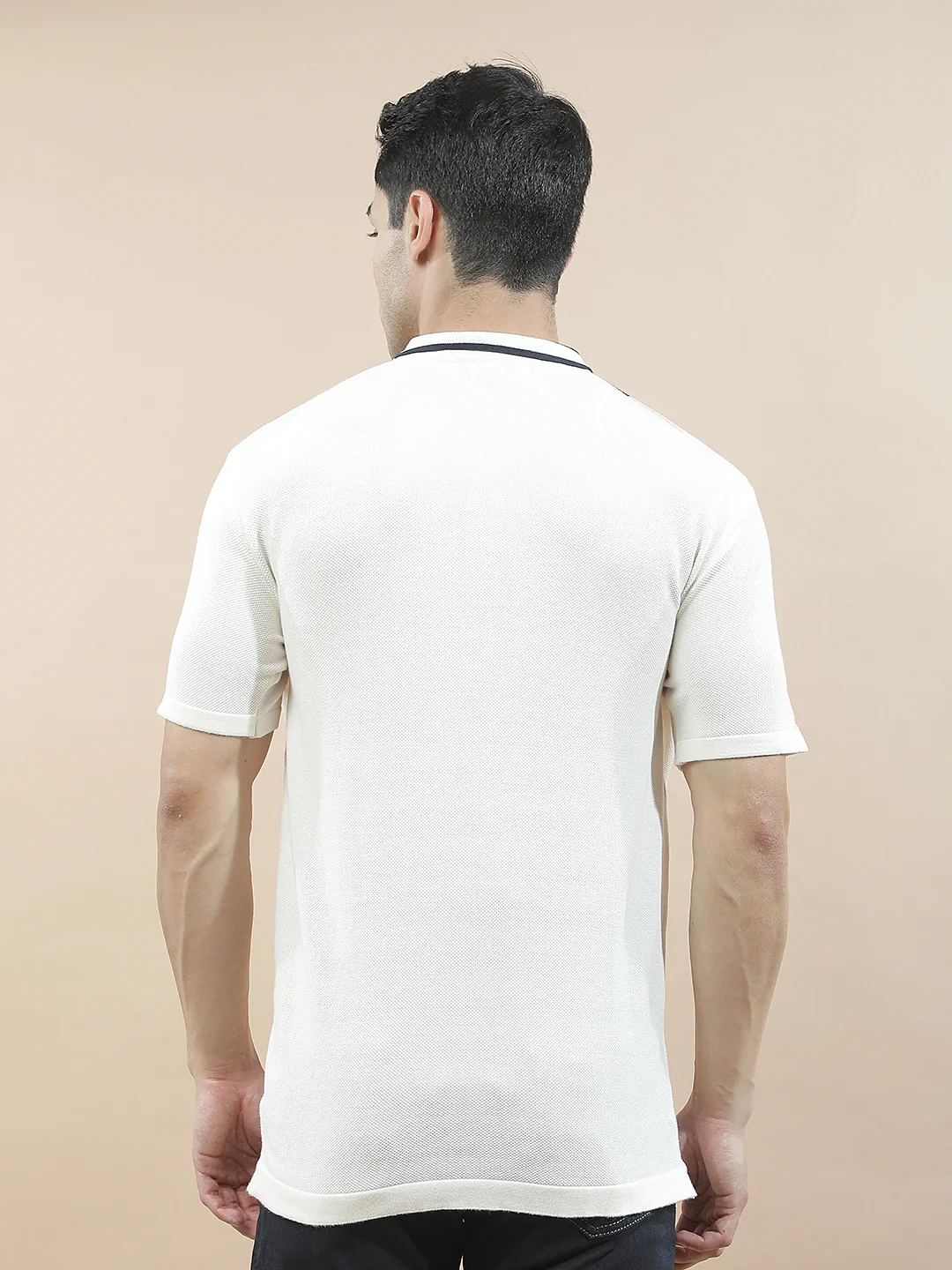 T-Shirt for Men | Breathable & Soft with Color Fastness Regular Fit Polo Neck Poly Cotton Fabric Striped Pattern - Image 2