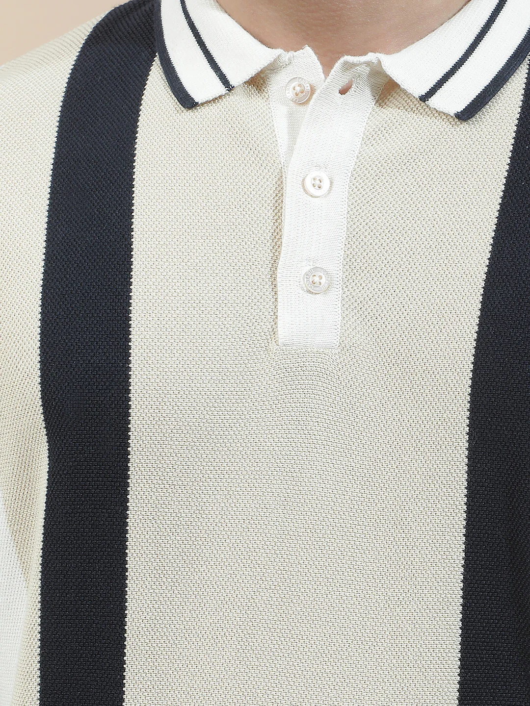 T-Shirt for Men | Breathable & Soft with Color Fastness Regular Fit Polo Neck Poly Cotton Fabric Striped Pattern - Image 6