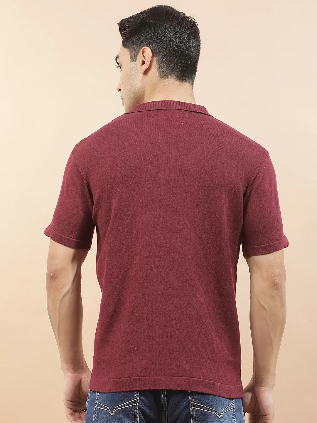 T-Shirt for Men | Breathable & Soft with Color Fastness Regular Fit Polo Neck Poly Cotton Fabric Striped Pattern - Image 4