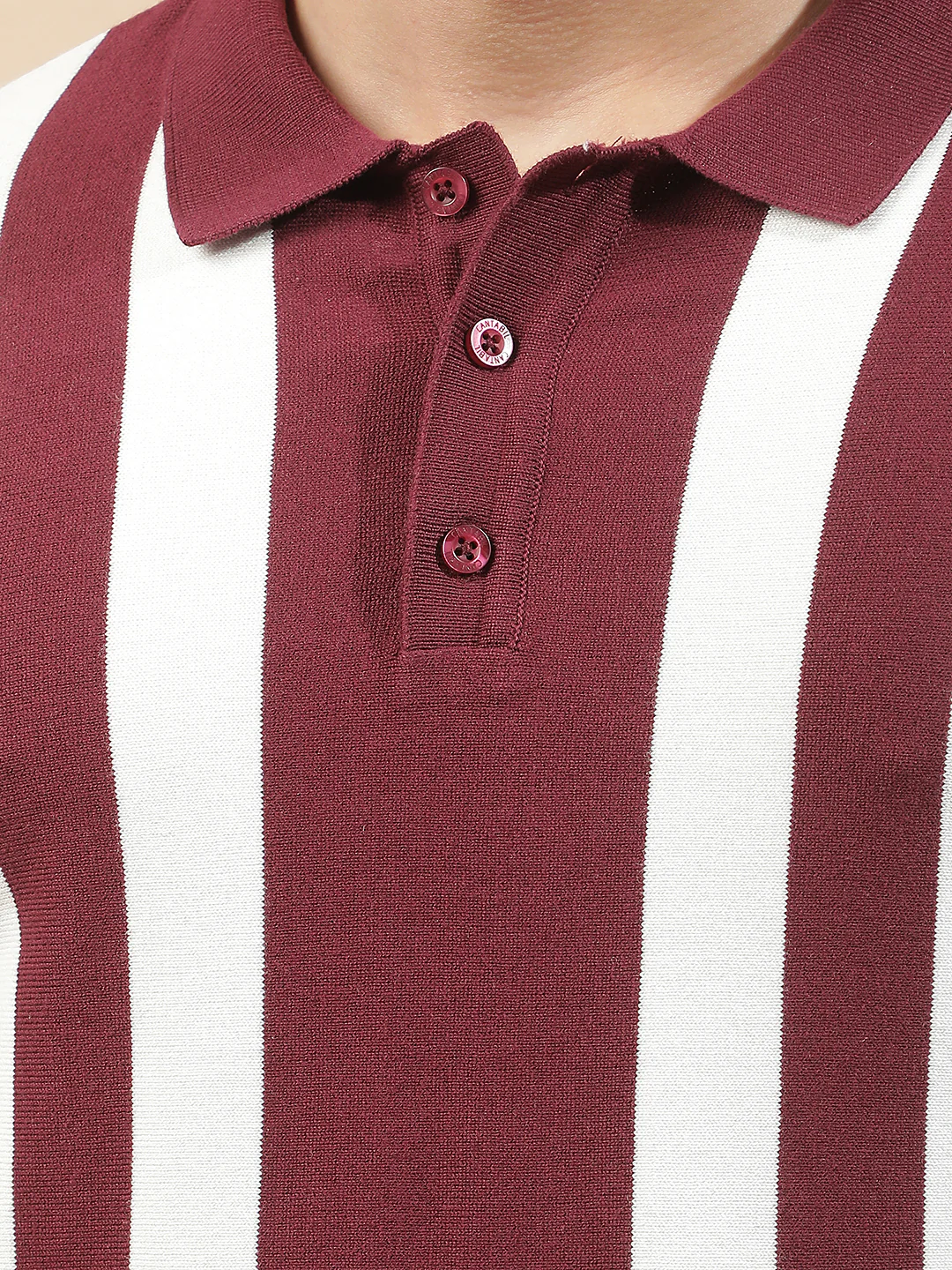 T-Shirt for Men | Breathable & Soft with Color Fastness Regular Fit Polo Neck Poly Cotton Fabric Striped Pattern - Image 7