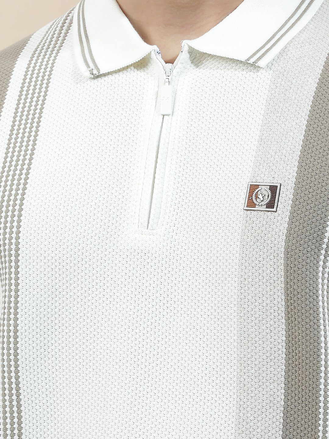 T-Shirt | Breathable & Soft with Color Fastness Regular Fit Polo Neck Poly Cotton Fabric for Men Striped Pattern - Image 6