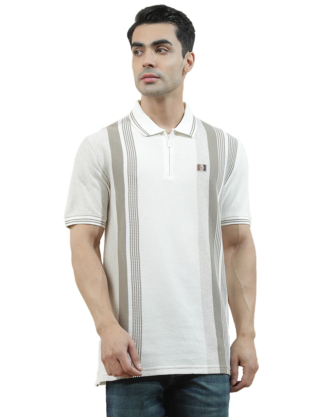 T-Shirt | Breathable & Soft with Color Fastness Regular Fit Polo Neck Poly Cotton Fabric for Men Striped Pattern - Image 9