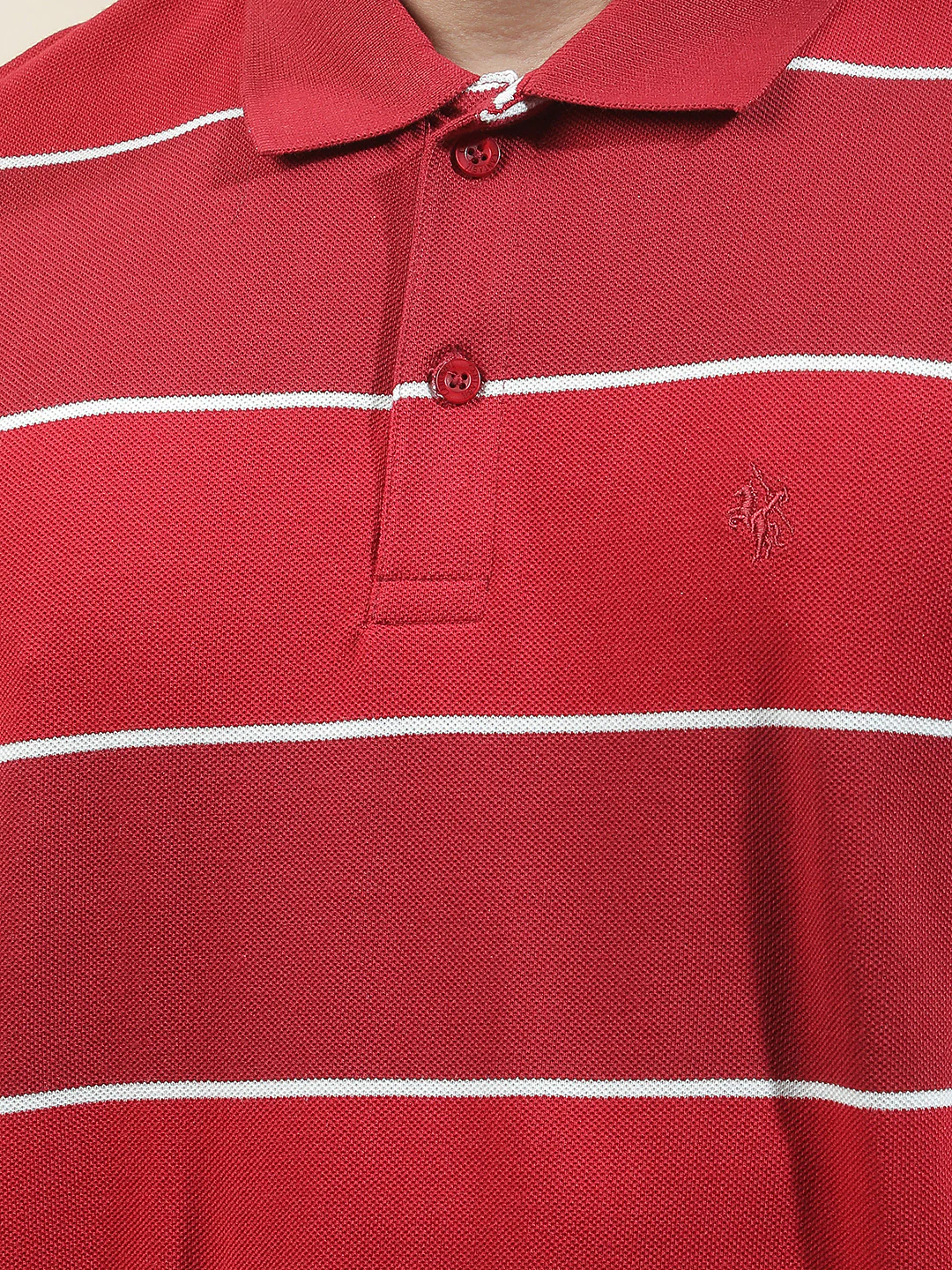 T-Shirt for Men | Breathable & Soft with Color Fastness Regular Fit Polo Neck Poly Cotton Fabric Striped Pattern - Image 7