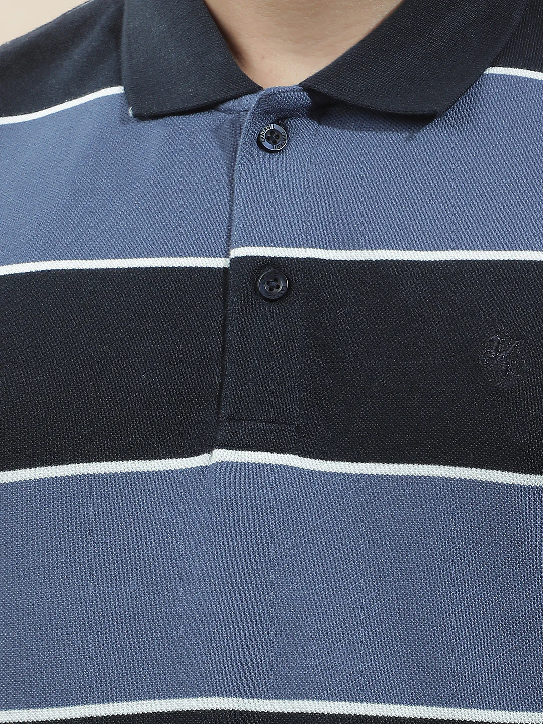 T-Shirt for Men | Breathable & Soft with Color Fastness Regular Fit Polo Neck Poly Cotton Fabric Striped Pattern - Image 7