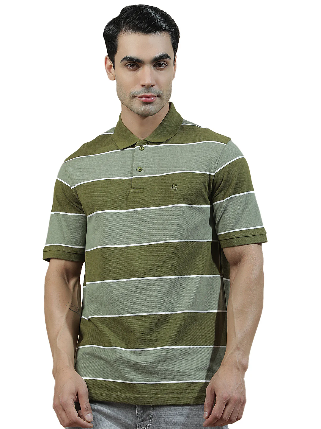 T-Shirt for Men | Breathable & Soft with Color Fastness Regular Fit Polo Neck Poly Cotton Fabric Striped Pattern - Image 9