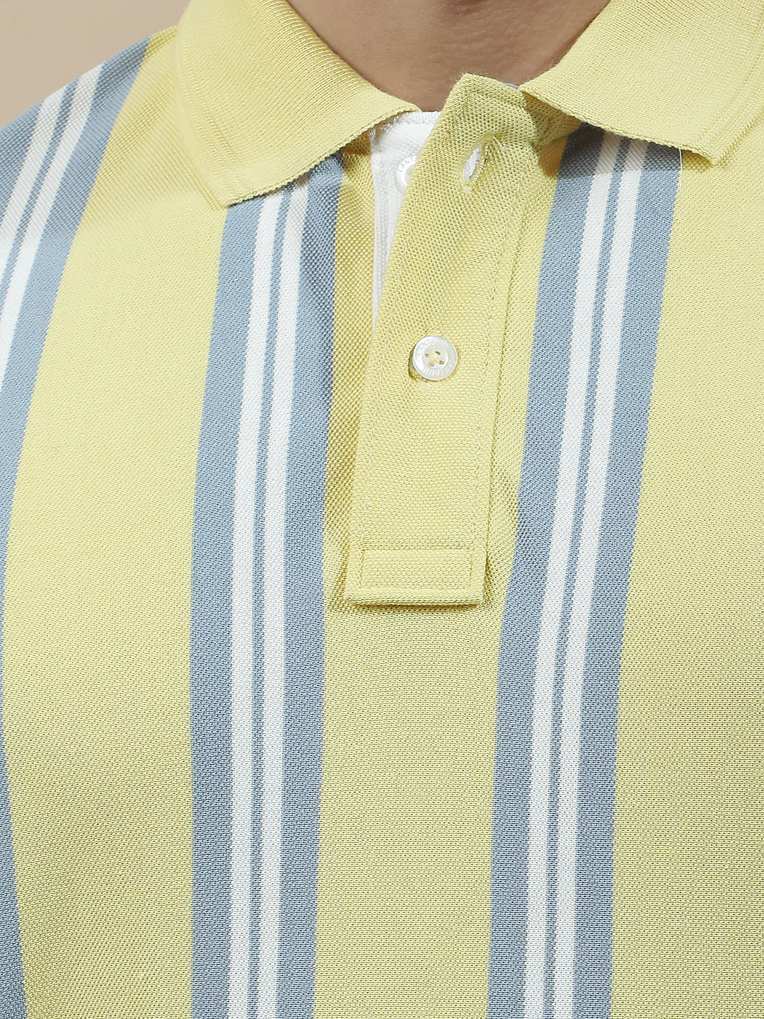 T-Shirt for Men | Breathable & Soft with Color Fastness Regular Fit Polo Neck Poly Cotton Fabric Striped Pattern - Image 7