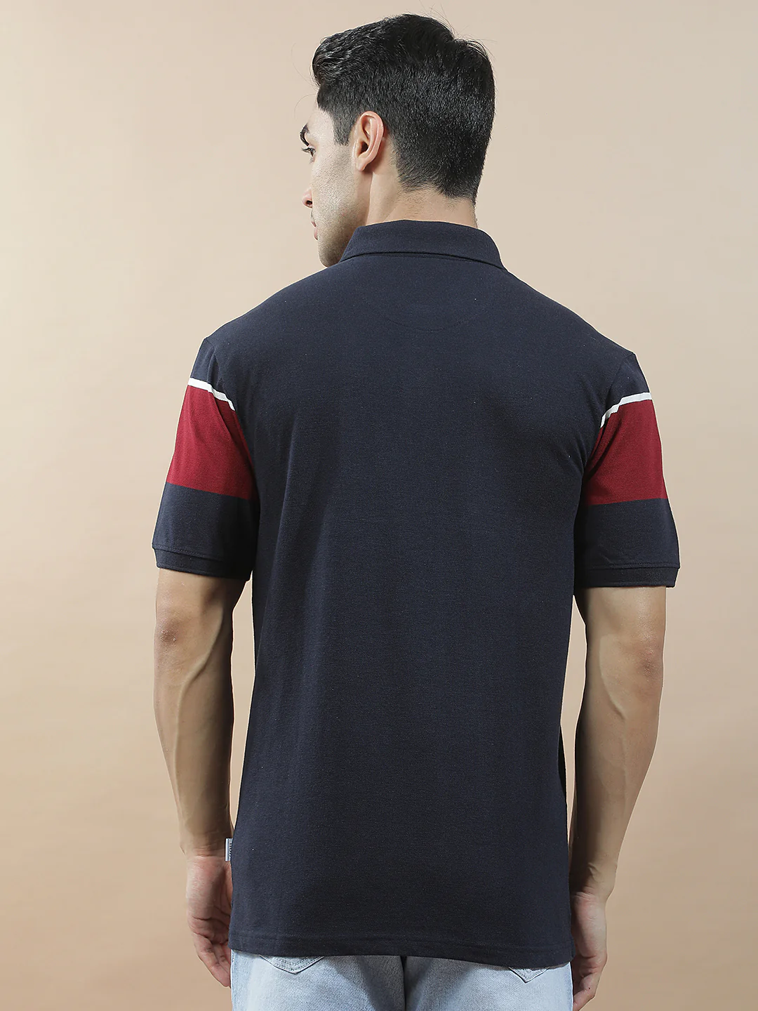 T-Shirt for Men | Breathable & Soft with Color Fastness Regular Fit Polo Neck Poly Cotton Fabric Striped Pattern - Image 5