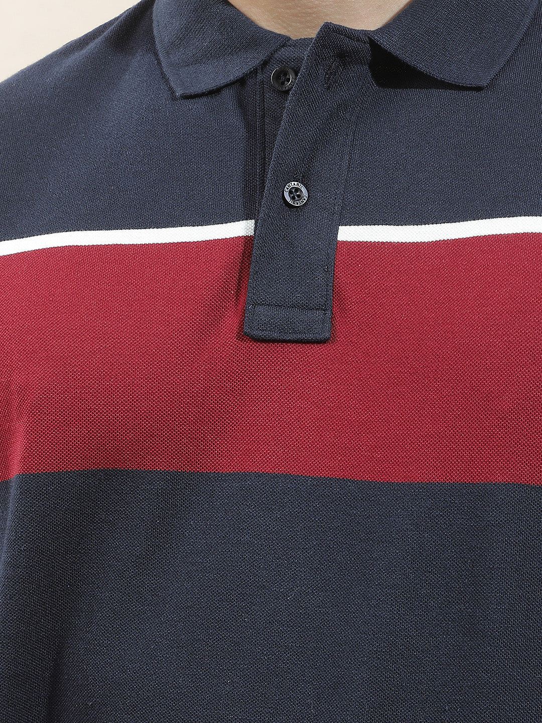 T-Shirt for Men | Breathable & Soft with Color Fastness Regular Fit Polo Neck Poly Cotton Fabric Striped Pattern - Image 9
