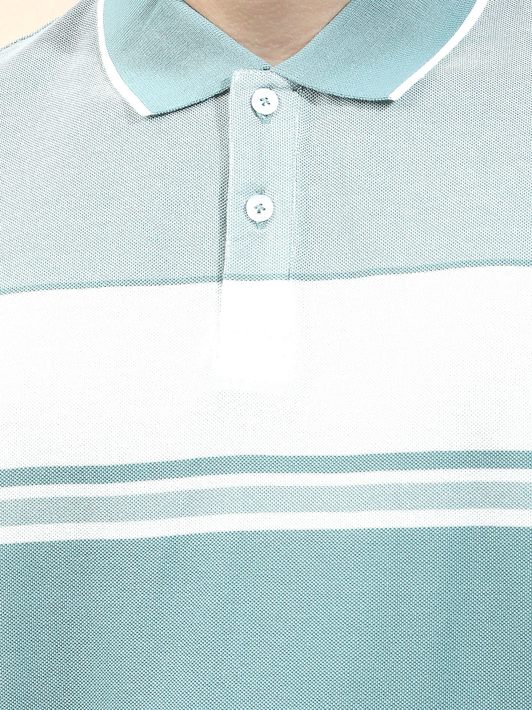 T-Shirt for Men | Breathable & Soft with Color Fastness Regular Fit Polo Neck Poly Cotton Fabric Striped Pattern - Image 8