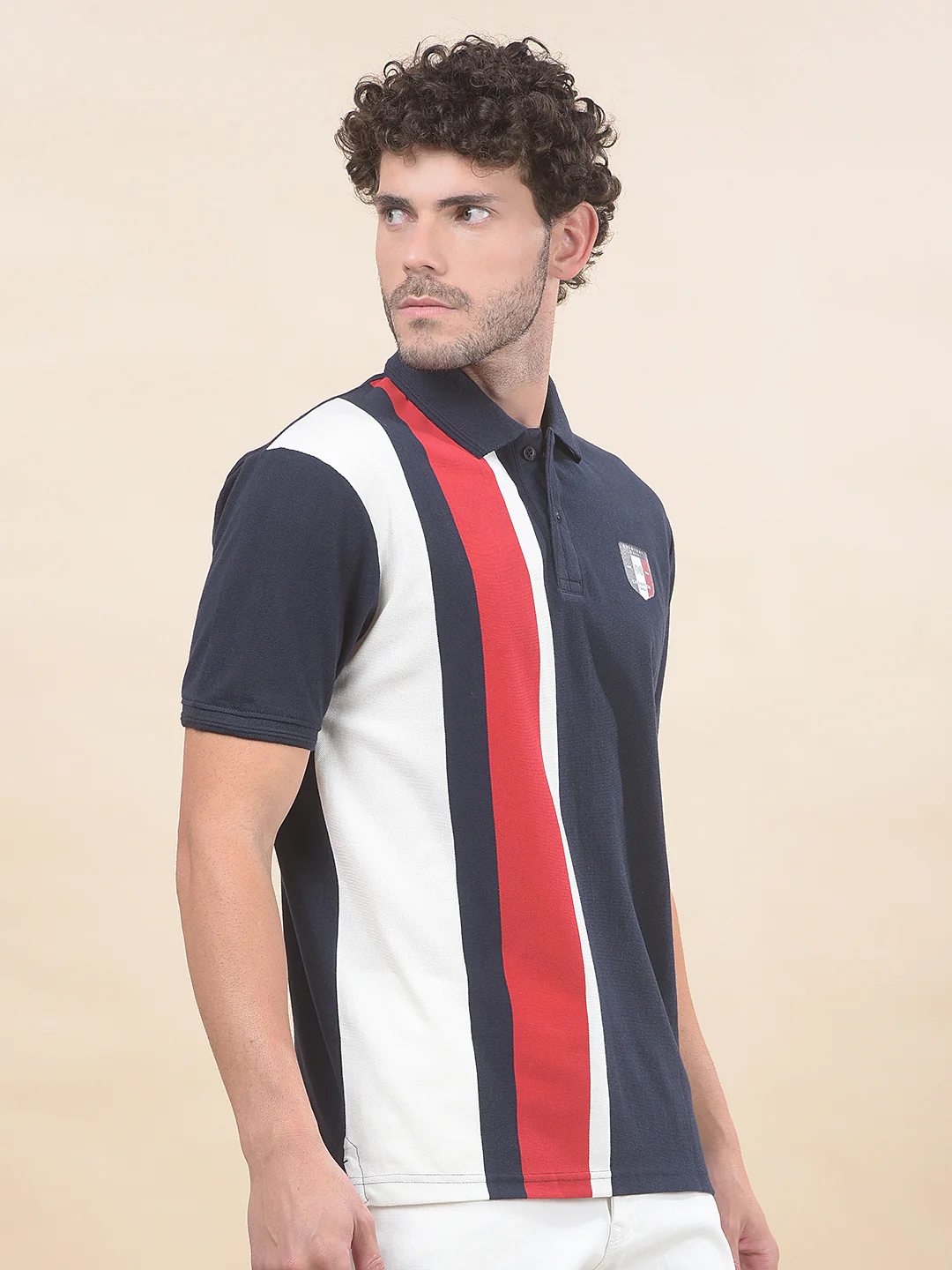 T-Shirt for Men | Breathable & Soft with Color Fastness Regular Fit Polo Neck Poly Cotton Fabric Striped Pattern - Image 6