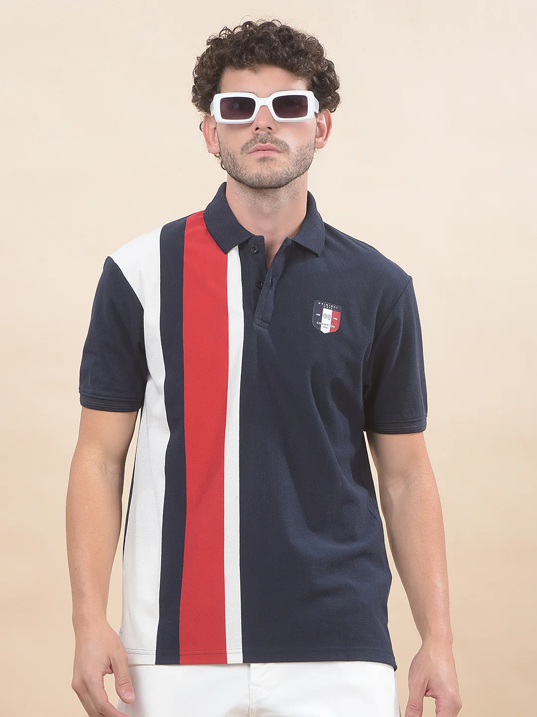 T-Shirt for Men | Breathable & Soft with Color Fastness Regular Fit Polo Neck Poly Cotton Fabric Striped Pattern - Image 8