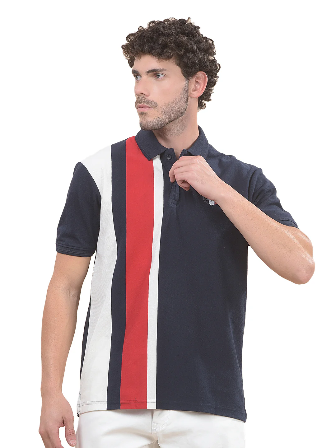 T-Shirt for Men | Breathable & Soft with Color Fastness Regular Fit Polo Neck Poly Cotton Fabric Striped Pattern - Image 9
