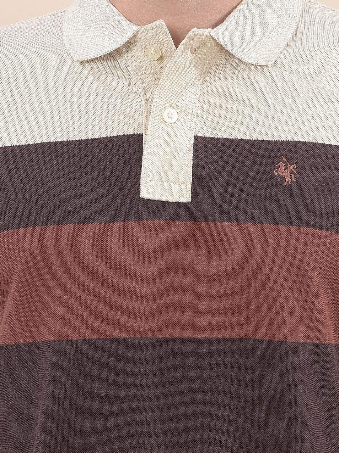 T-Shirt for Men | Breathable & Soft with Color Fastness Regular Fit Polo Neck Poly Cotton Fabric Striped Pattern - Image 7