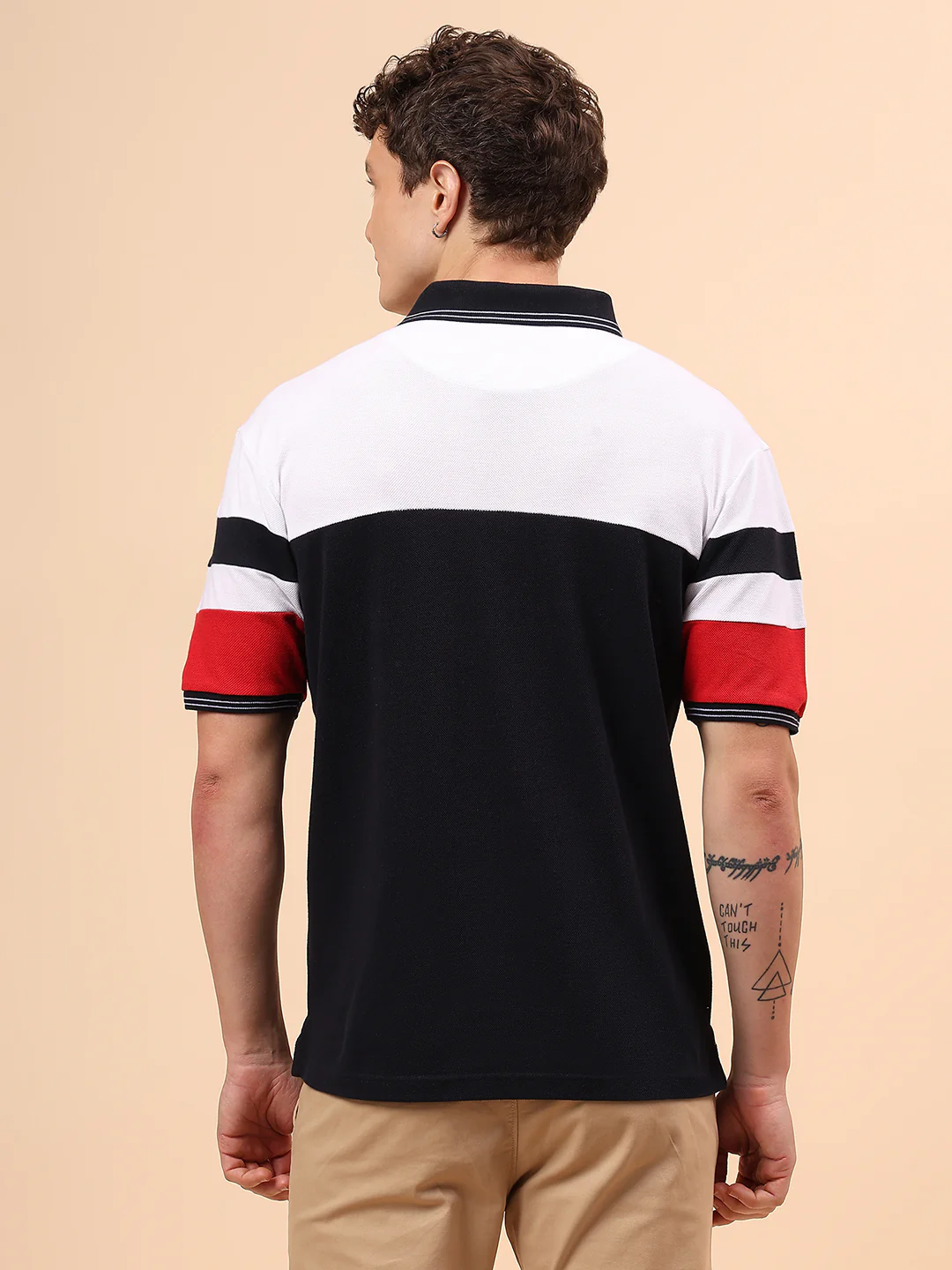 T-Shirt for Men | Breathable & Soft with Color Fastness Regular Fit Polo Neck Poly Cotton Fabric Colour Block Pattern - Image 6