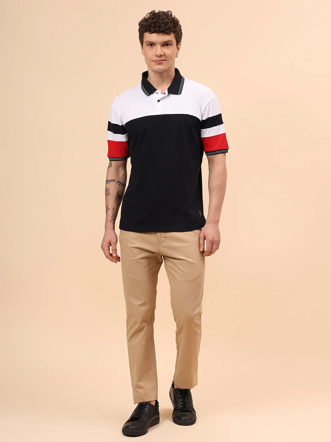 T-Shirt for Men | Breathable & Soft with Color Fastness Regular Fit Polo Neck Poly Cotton Fabric Colour Block Pattern - Image 8