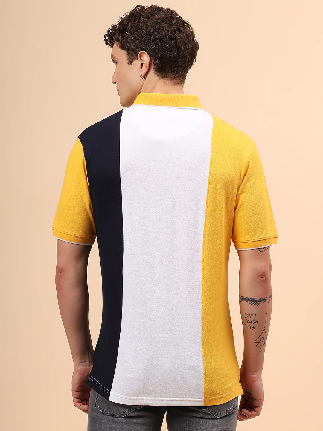 T-Shirt for Men | Breathable & Soft with Color Fastness Regular Fit Polo Neck Poly Cotton Fabric Colour Block Pattern - Image 6
