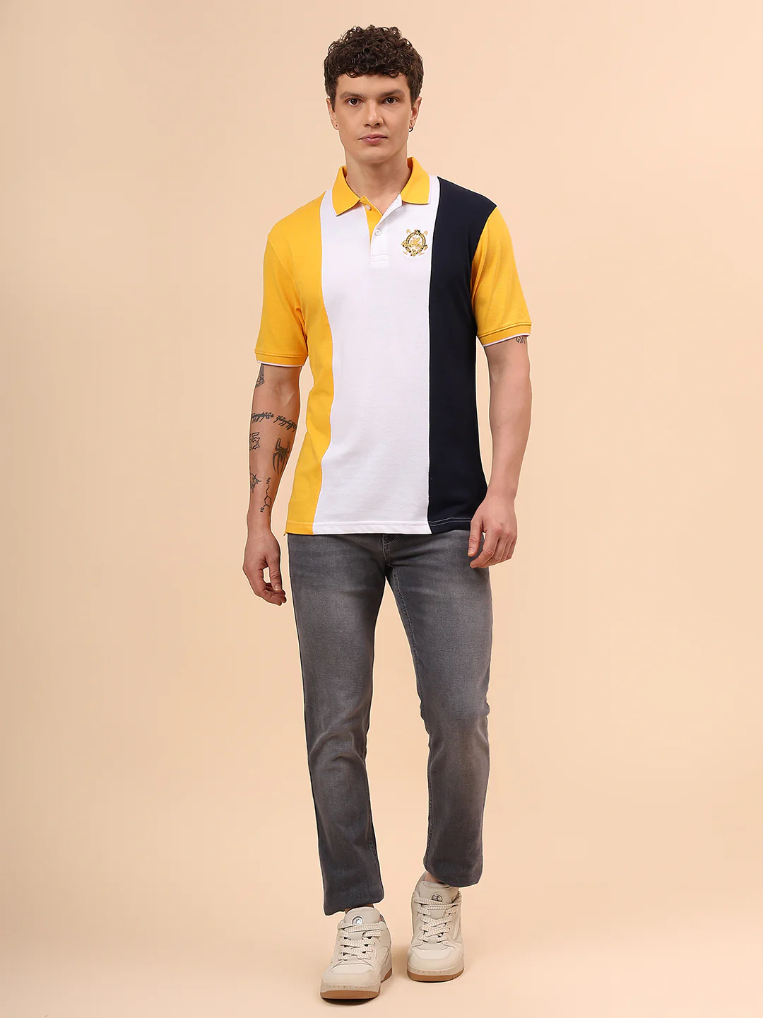T-Shirt for Men | Breathable & Soft with Color Fastness Regular Fit Polo Neck Poly Cotton Fabric Colour Block Pattern - Image 8