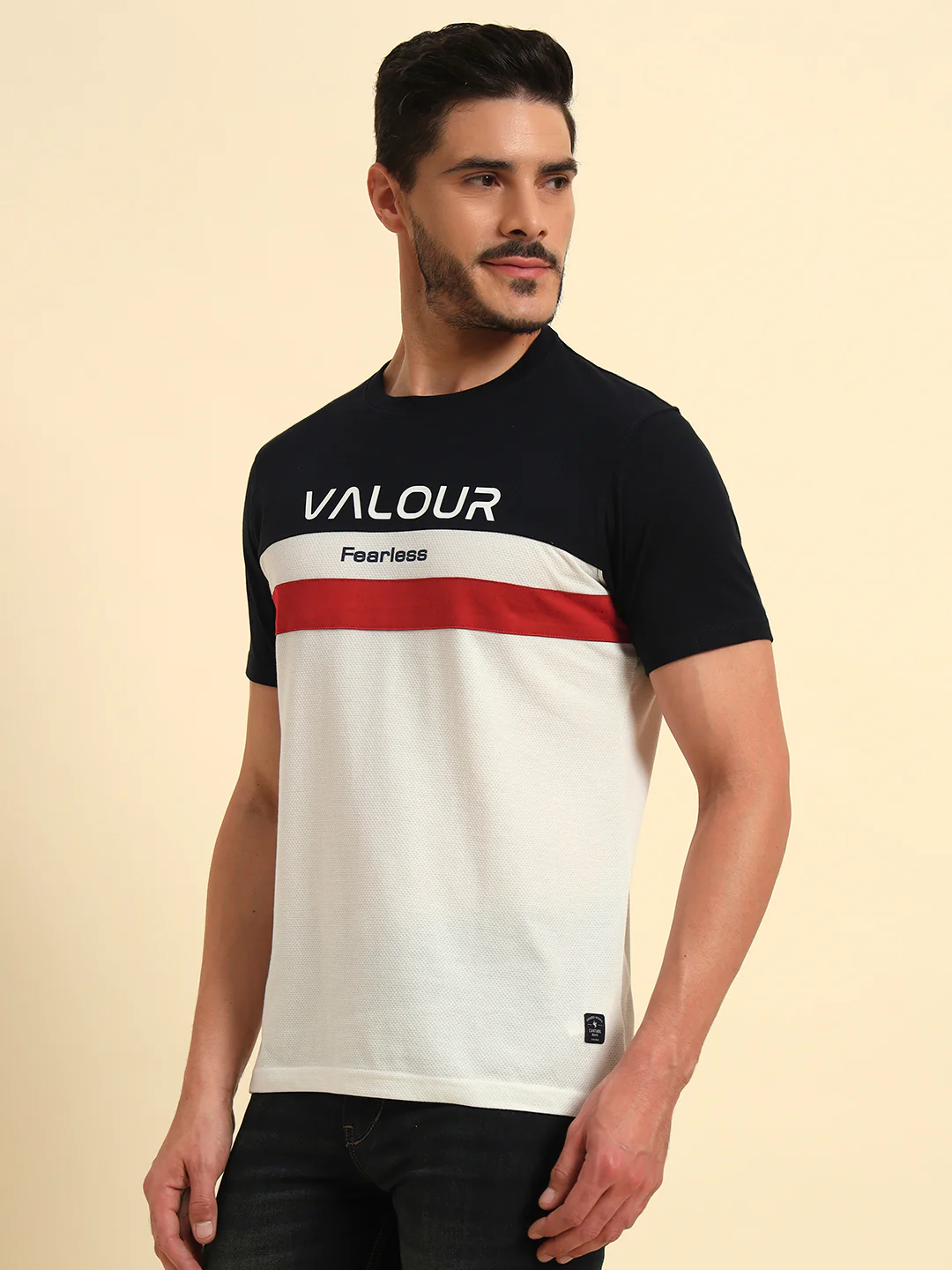 T-Shirt for Men | Breathable & Soft with Color Fastness Regular Fit Round Neck Poly Cotton Fabric Colour Block Pattern - Image 4