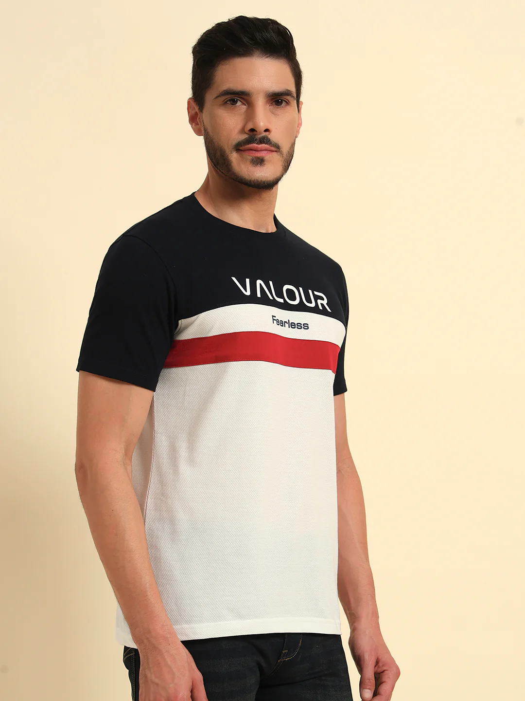 T-Shirt for Men | Breathable & Soft with Color Fastness Regular Fit Round Neck Poly Cotton Fabric Colour Block Pattern - Image 5