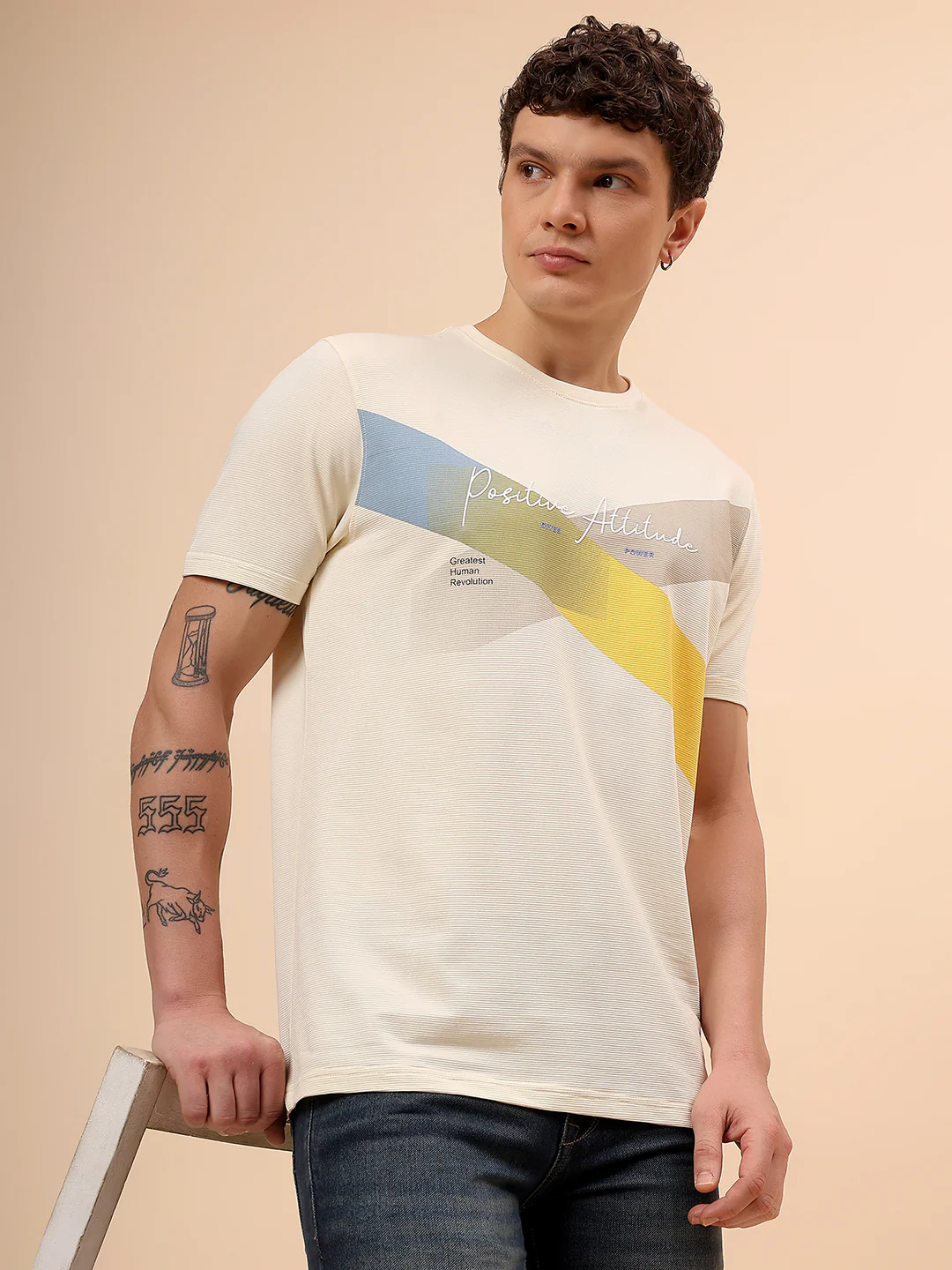 T-Shirt for Men | Breathable & Soft with Color Fastness Regular Fit Round Neck Poly Cotton Fabric Colour Block Pattern - Image 2