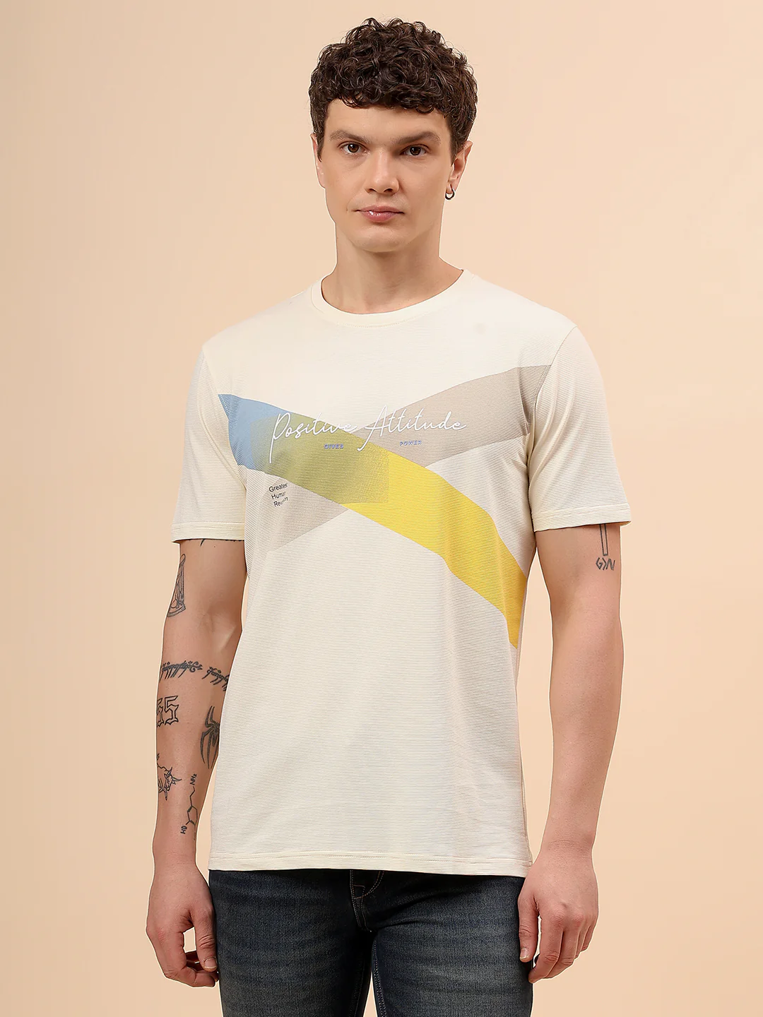 T-Shirt for Men | Breathable & Soft with Color Fastness Regular Fit Round Neck Poly Cotton Fabric Colour Block Pattern - Image 3