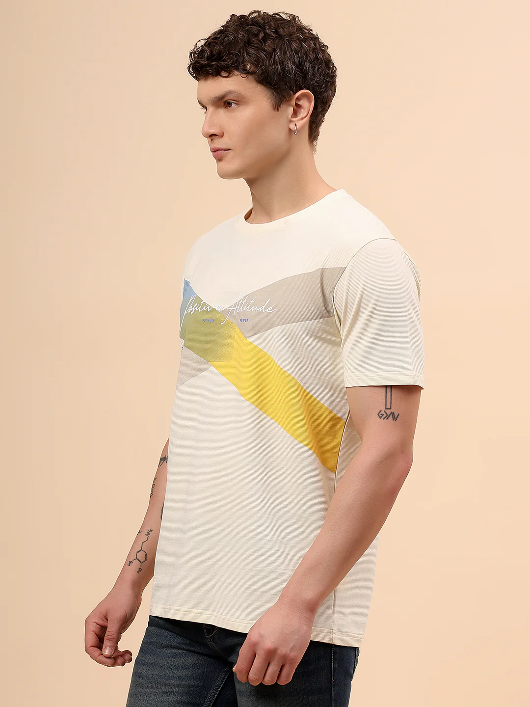 T-Shirt for Men | Breathable & Soft with Color Fastness Regular Fit Round Neck Poly Cotton Fabric Colour Block Pattern - Image 4