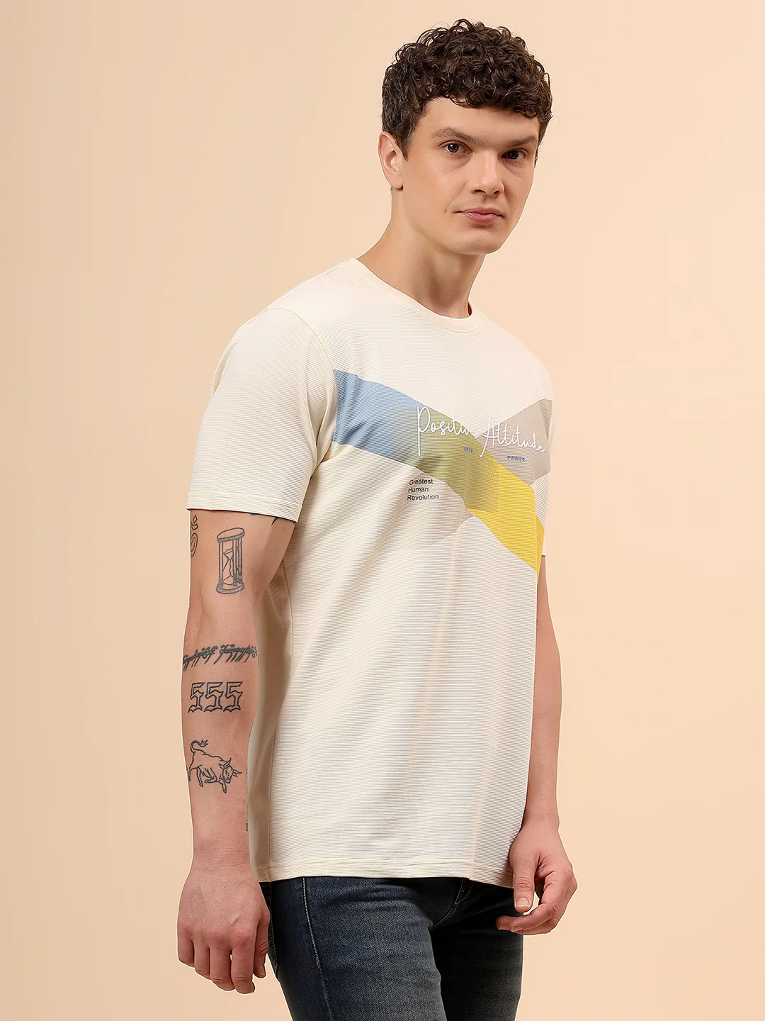 T-Shirt for Men | Breathable & Soft with Color Fastness Regular Fit Round Neck Poly Cotton Fabric Colour Block Pattern - Image 5