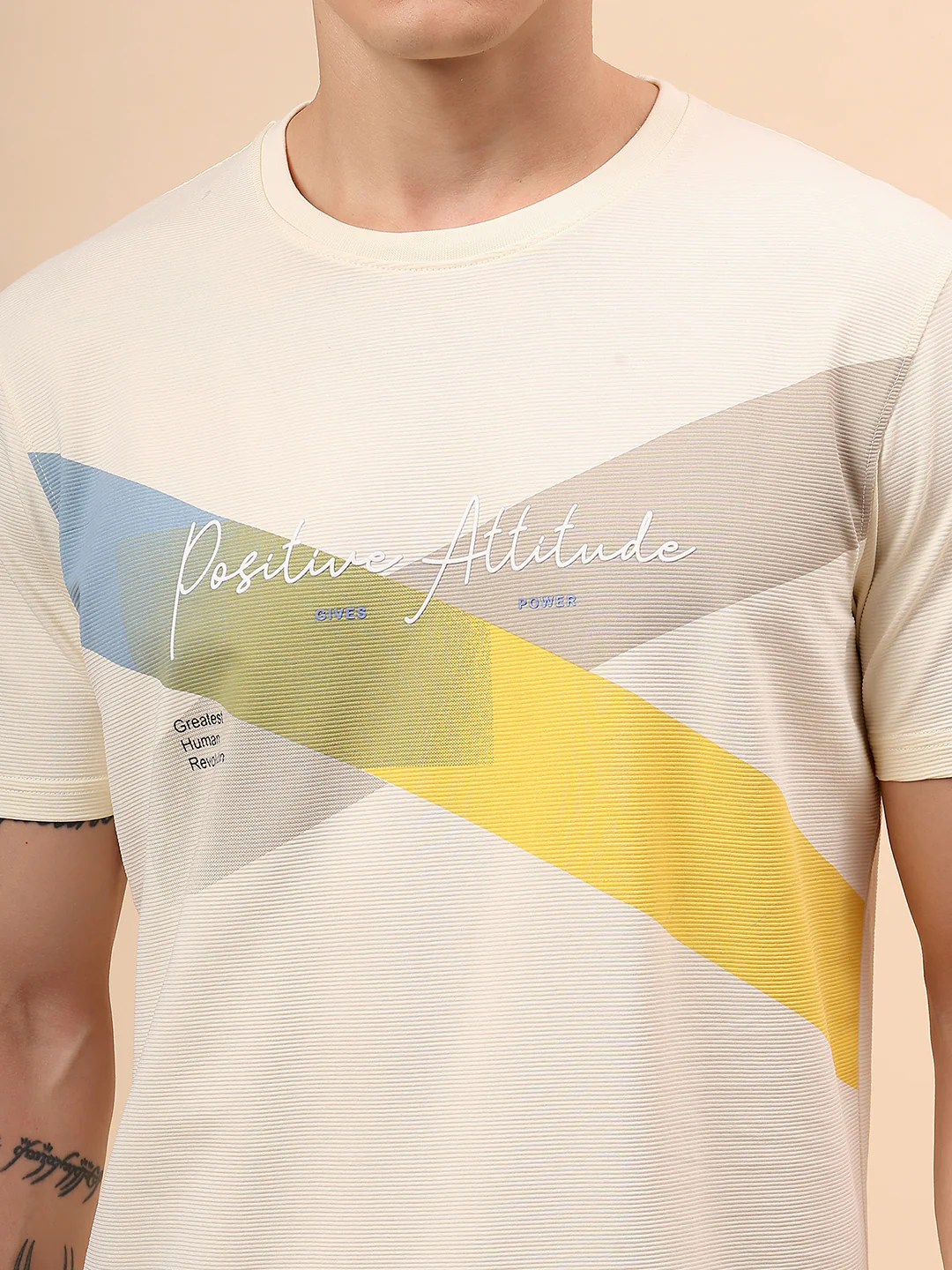 T-Shirt for Men | Breathable & Soft with Color Fastness Regular Fit Round Neck Poly Cotton Fabric Colour Block Pattern - Image 7