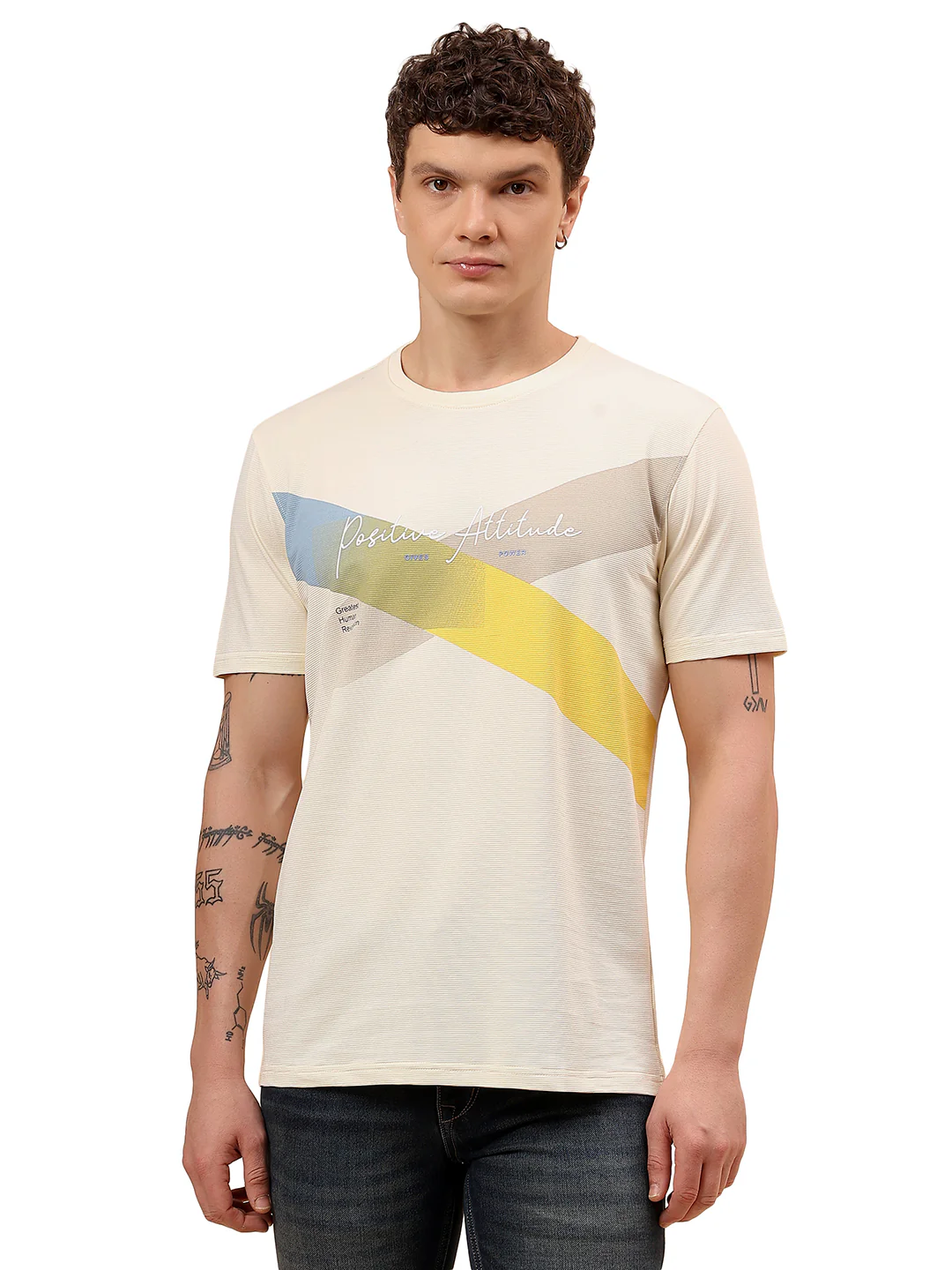 T-Shirt for Men | Breathable & Soft with Color Fastness Regular Fit Round Neck Poly Cotton Fabric Colour Block Pattern - Image 9