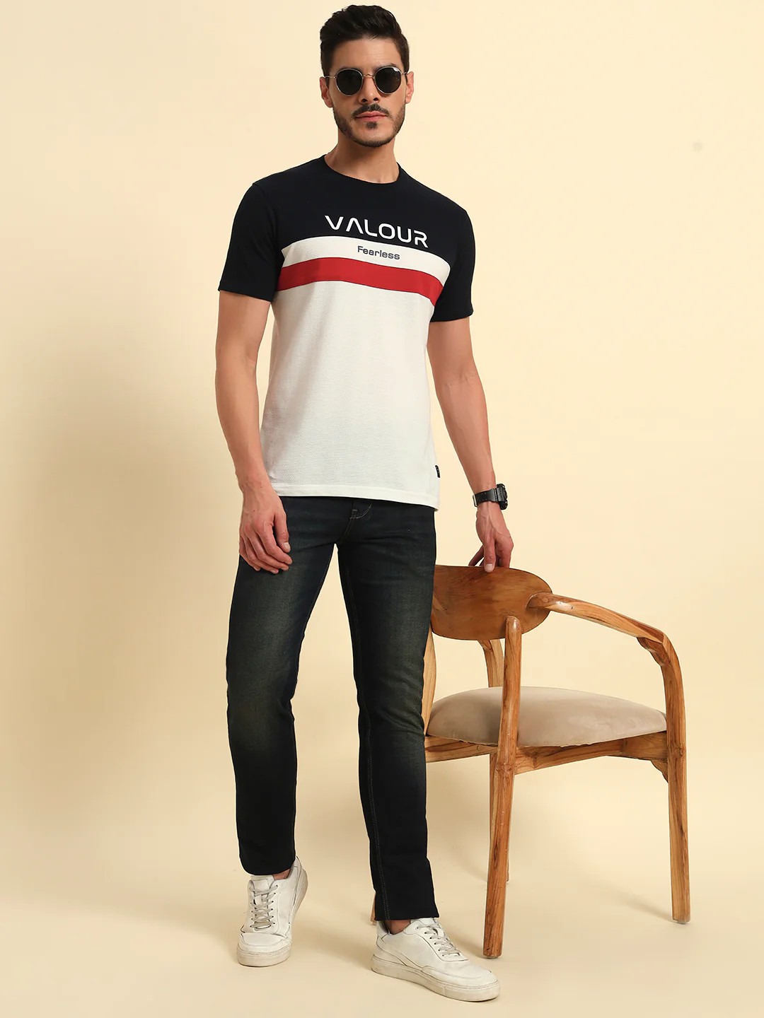 T-Shirt for Men | Breathable & Soft with Color Fastness Regular Fit Round Neck Poly Cotton Fabric Colour Block Pattern - Image 7