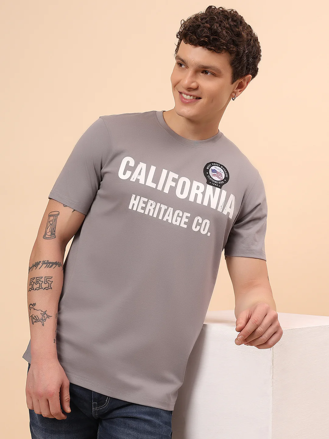 T-Shirt for Men | Breathable & Soft with Color Fastness Regular Fit Round Neck Poly Cotton Fabric Printed Pattern - Image 2