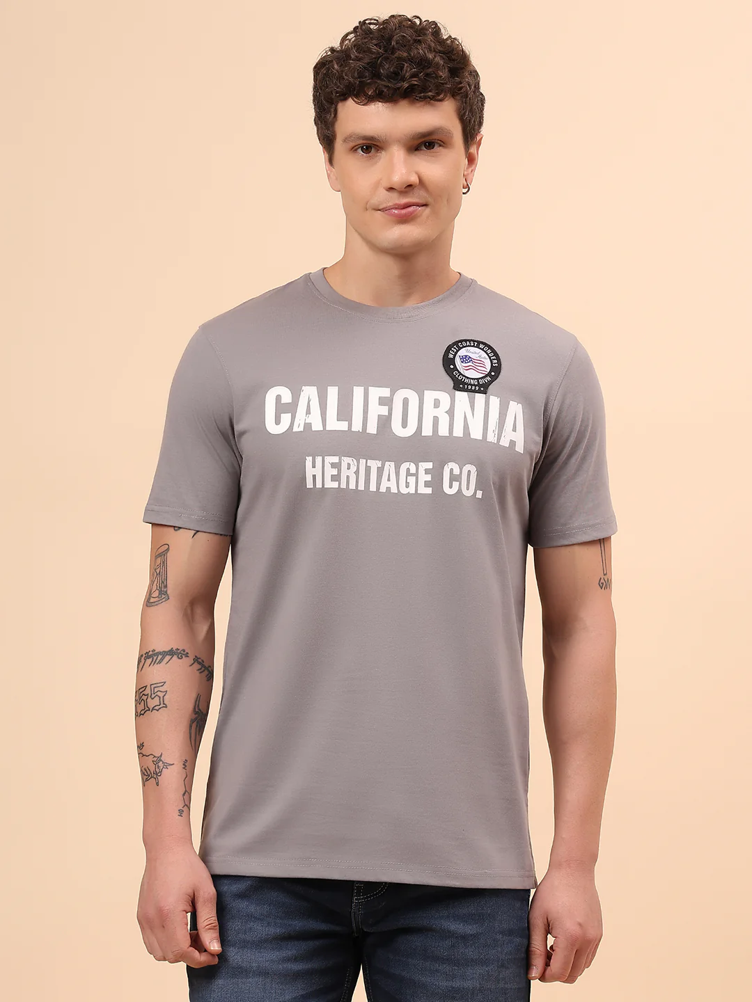 T-Shirt for Men | Breathable & Soft with Color Fastness Regular Fit Round Neck Poly Cotton Fabric Printed Pattern - Image 3