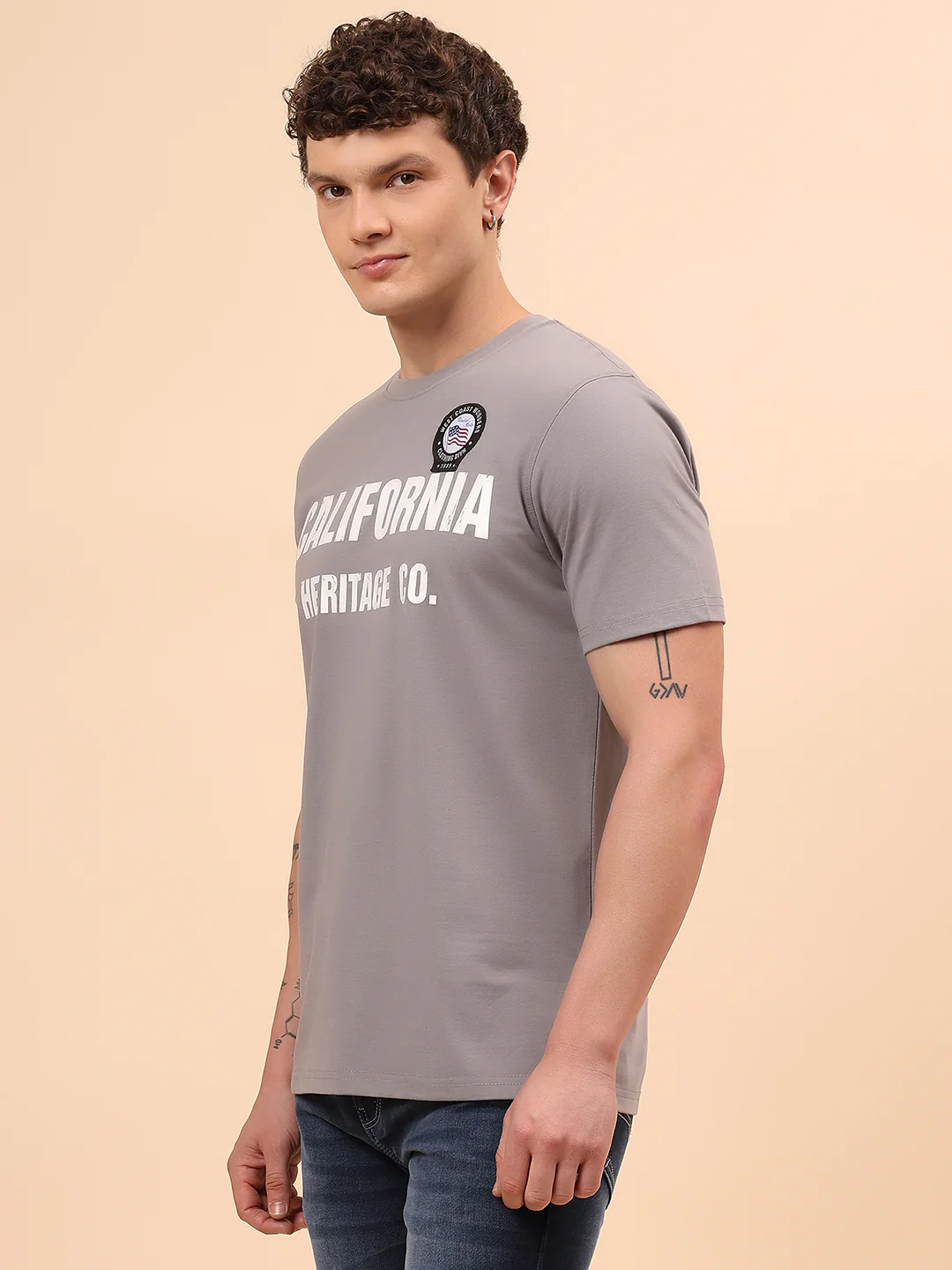 T-Shirt for Men | Breathable & Soft with Color Fastness Regular Fit Round Neck Poly Cotton Fabric Printed Pattern - Image 4