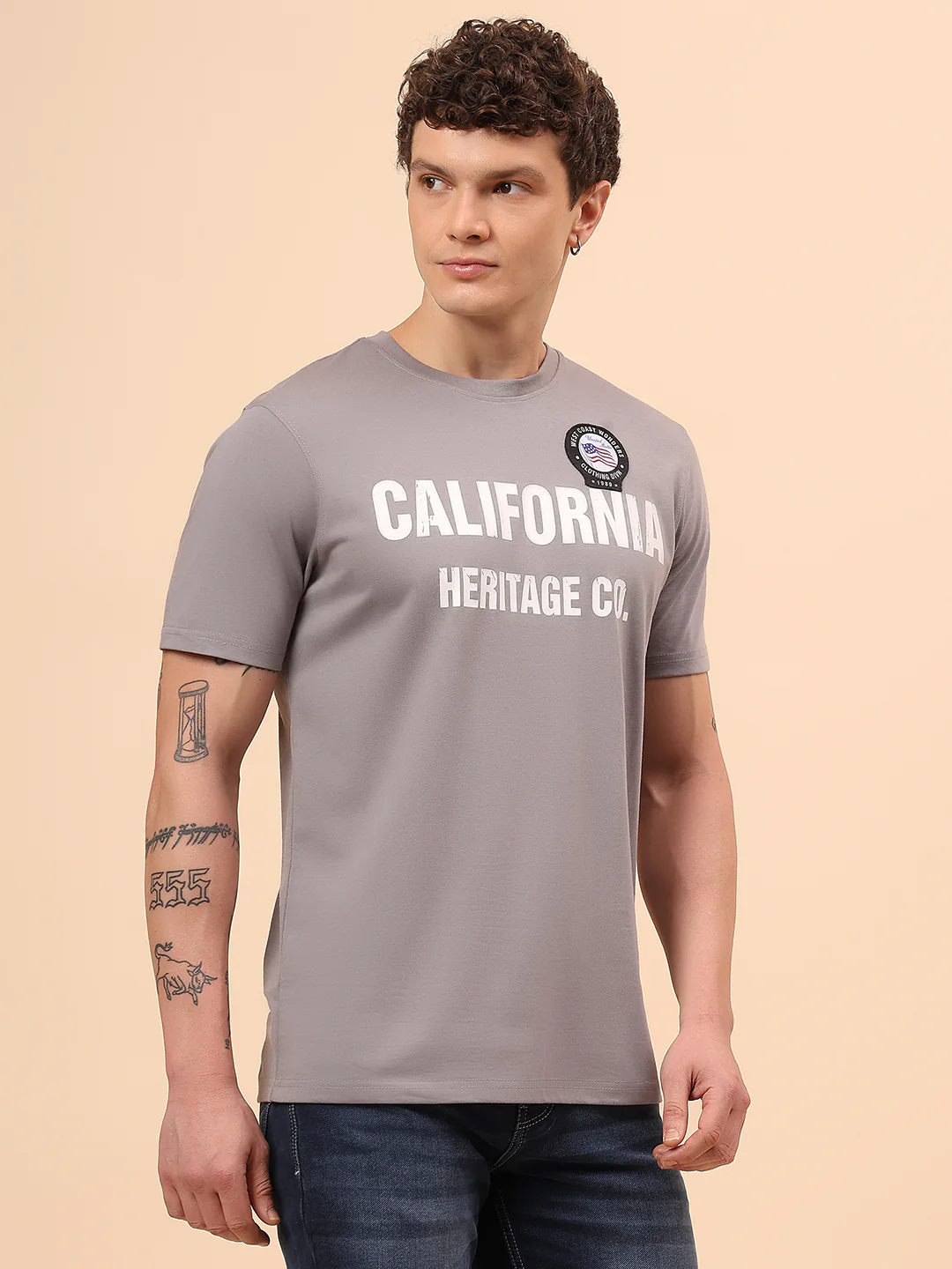 T-Shirt for Men | Breathable & Soft with Color Fastness Regular Fit Round Neck Poly Cotton Fabric Printed Pattern - Image 5
