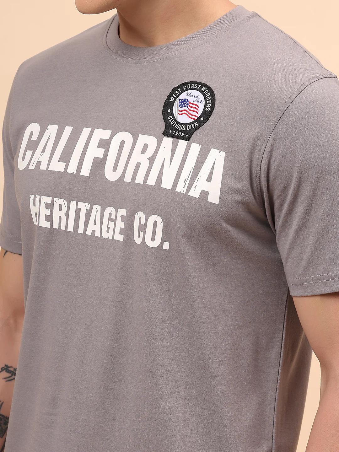 T-Shirt for Men | Breathable & Soft with Color Fastness Regular Fit Round Neck Poly Cotton Fabric Printed Pattern - Image 7