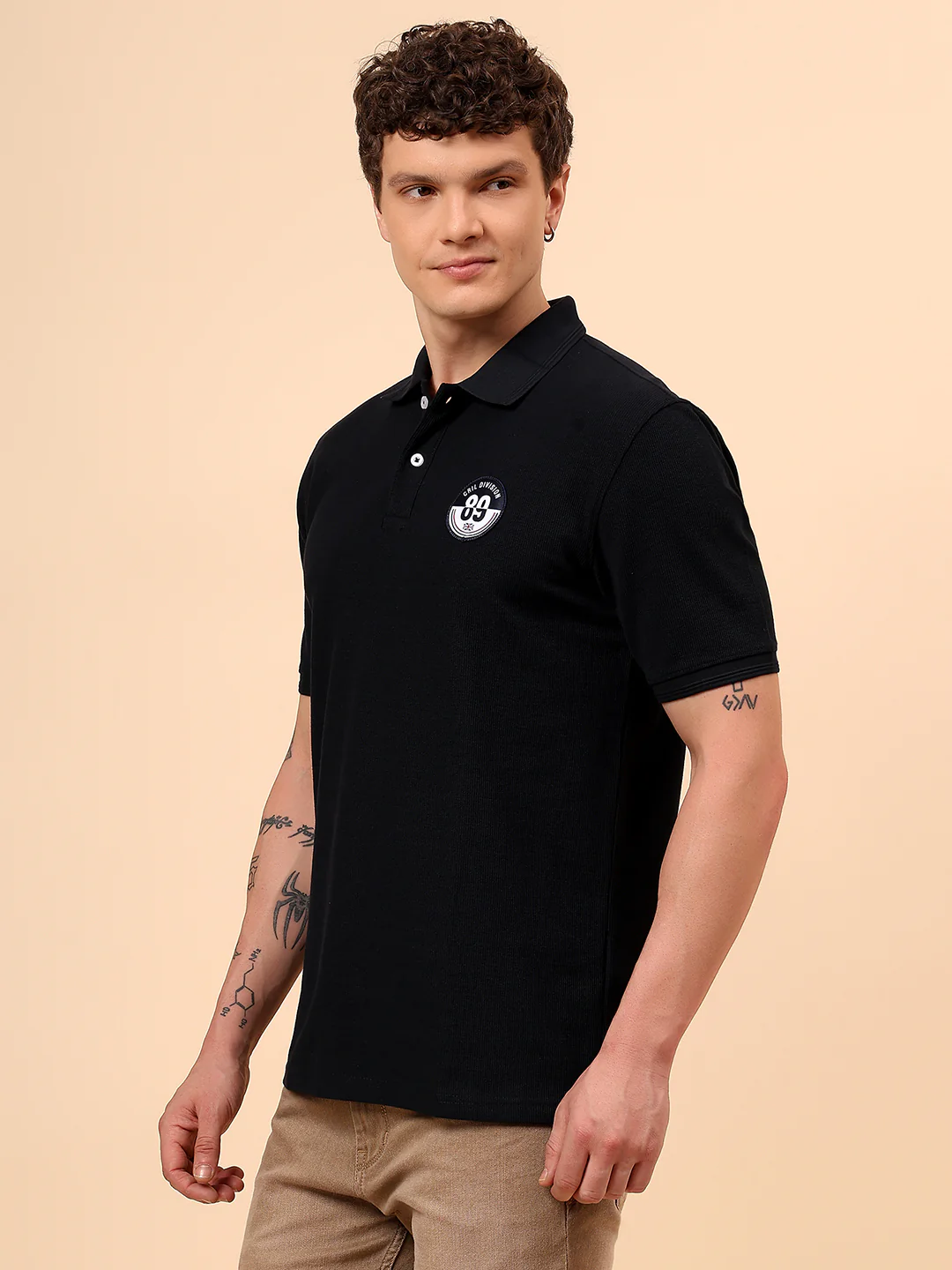 T-Shirt for Men | Breathable & Soft with Color Fastness Regular Fit Polo Neck Poly Cotton Fabric Solid Pattern - Image 4