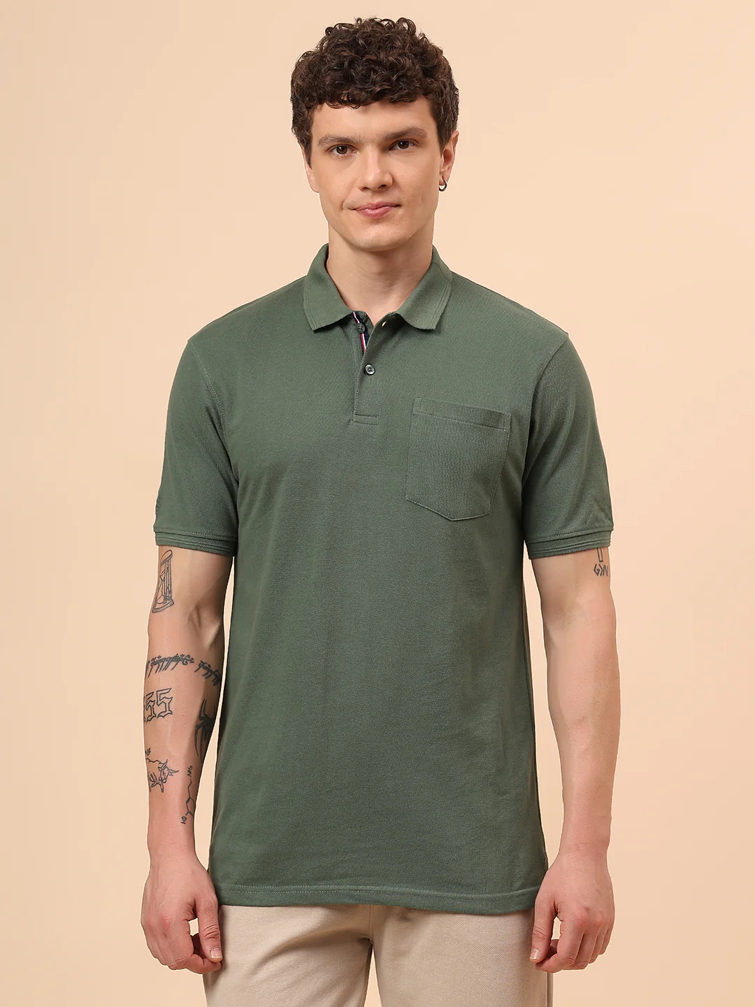 T-Shirt for Men | Breathable & Soft with Color Fastness Regular Fit Polo Neck Poly Cotton Fabric Solid Pattern - Image 3
