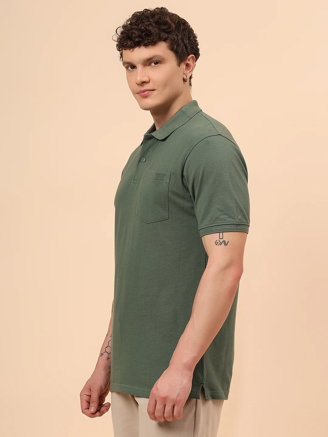 T-Shirt for Men | Breathable & Soft with Color Fastness Regular Fit Polo Neck Poly Cotton Fabric Solid Pattern - Image 4