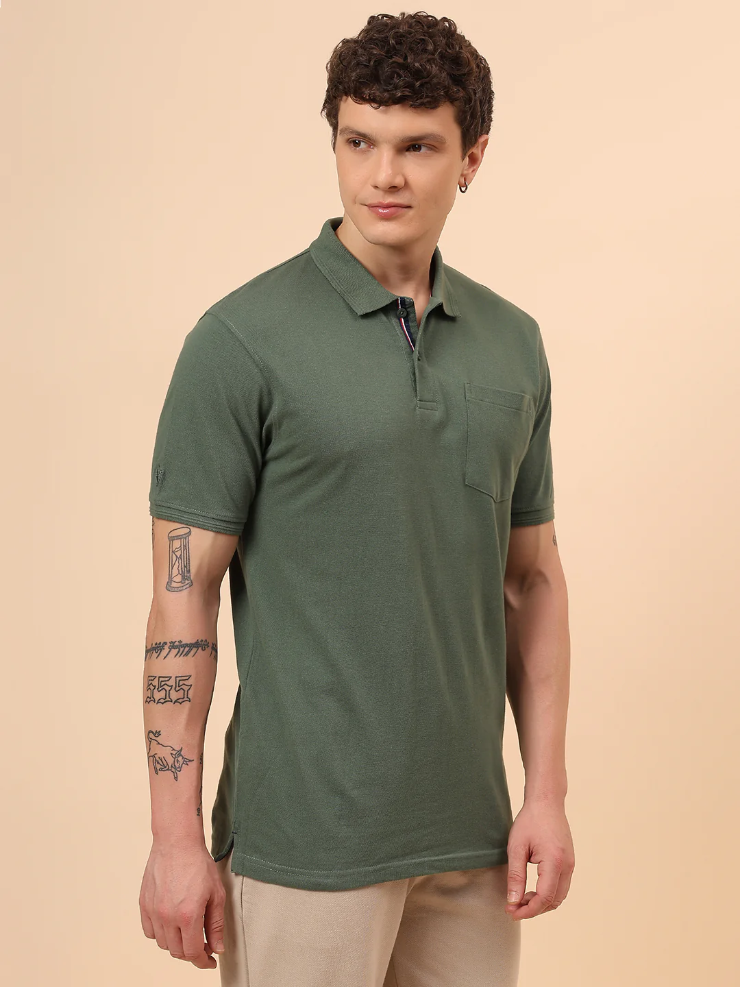 T-Shirt for Men | Breathable & Soft with Color Fastness Regular Fit Polo Neck Poly Cotton Fabric Solid Pattern - Image 5