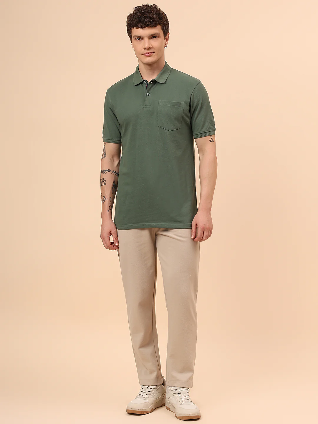 T-Shirt for Men | Breathable & Soft with Color Fastness Regular Fit Polo Neck Poly Cotton Fabric Solid Pattern - Image 8
